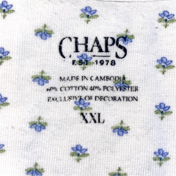 Chaps pajama set, white w/tiny blue flowers, cotton blend knit, feminine & cozy - Picture 15 of 16
